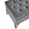 Fashion Light Grey Velvet Fabric Upholstered Large Storage Rectangular Bench For Entryway Bench,Bedroom End Of Bed Bench.Foot Of The Bed,Bench For Sofa For Living Room. Gold Feet Stainless Steel Gray Fabric