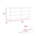 Asteria 6 Drawer Double Dresser, Metal Handles White White Bedroom Modern Particle Board Particle Board