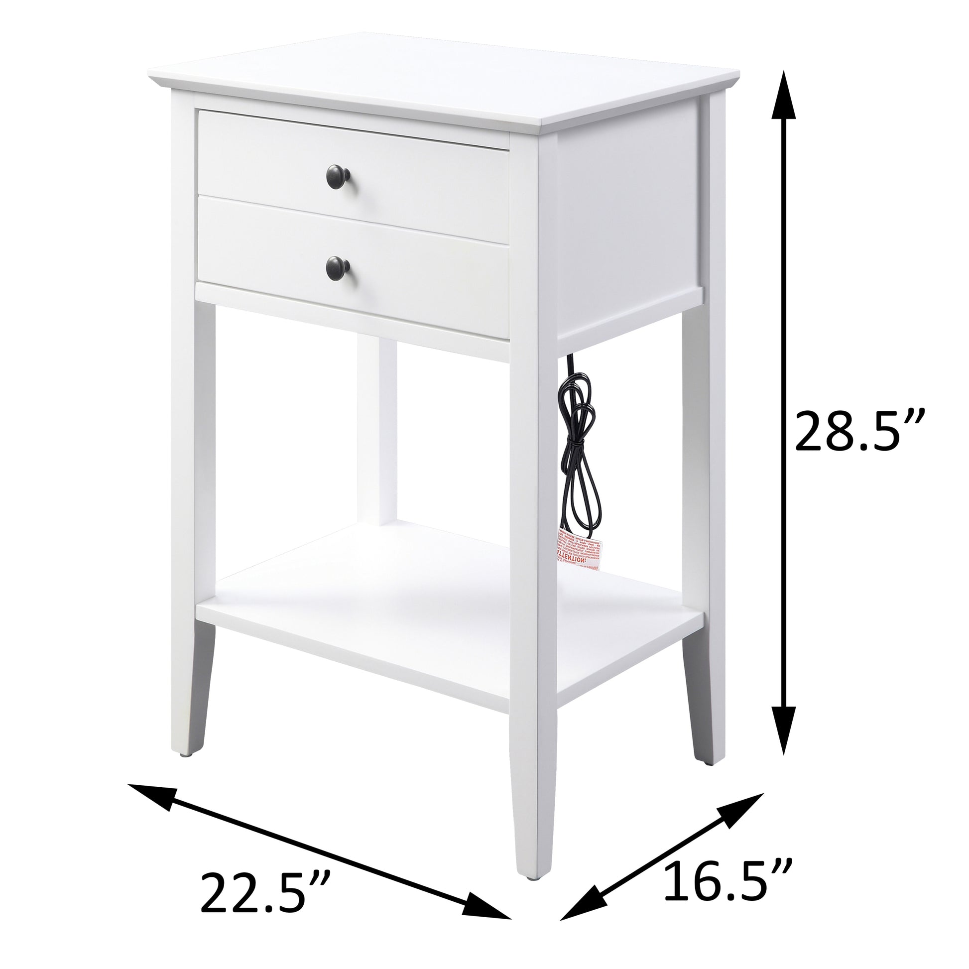 White Side Table With 1 Drawer And Bottom Shelf White White Primary Living Space Transitional Pine Drawers Rectangular Wood