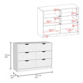 Basilea 4 Drawers Dresser, 2 Cabinets White White Bedroom Modern Particle Board Particle Board