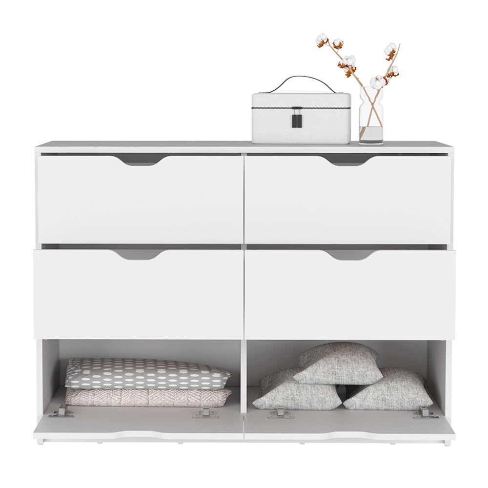 Basilea 4 Drawers Dresser, 2 Cabinets White White Bedroom Modern Particle Board Particle Board