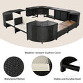 Spa Surround Spa Frame Quadrilateral Outdoor Rattan Sectional Sofa Set With Mini Sofa,Wooden Seats And Storage Spaces, Beige Yes Beige Water Resistant Frame Water Resistant Cushion Garden & Outdoor Sectional Seating Groups Foam Rattan Waterproof Fabric
