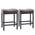 Modern Table Stool, Stool, Lounge Stool, Steel Frame, Leather Seat Cushion, Brown, 2 Packs Brown Leather