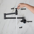 Wall Mount Folding Kitchen Pot Filler Faucet Matte Black Brass