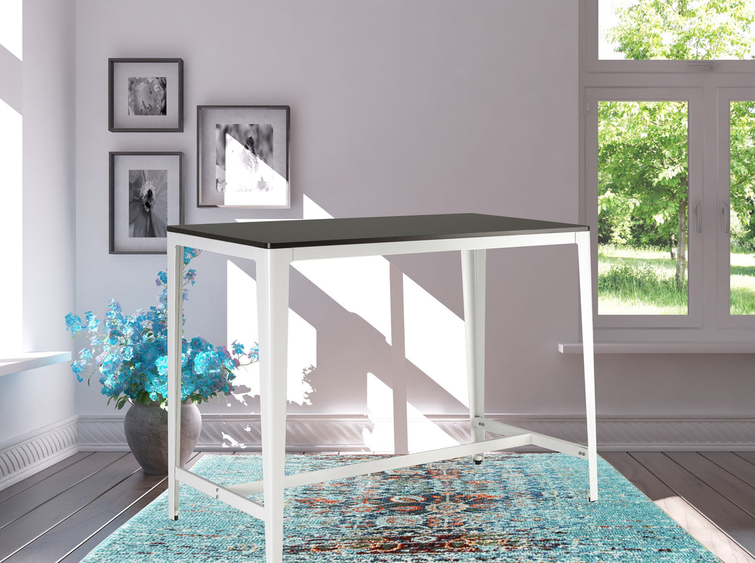 Farmhouse Style Minimalist Counter Height Table In Brown White Brown White Seats 4 Brown Kitchen Farmhouse,Industrial,Mid Century Modern,Minimalist,Transitional Rectangular Kitchen & Dining Tables Powder Coated Rectangular Metal & Wood Mdf Metal H Shape