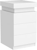 Led White Nightstand With 3 Drawers, Modern Multi Colour Led Night Table Bedside Tables For Bedroom, Living Room White Particle Board