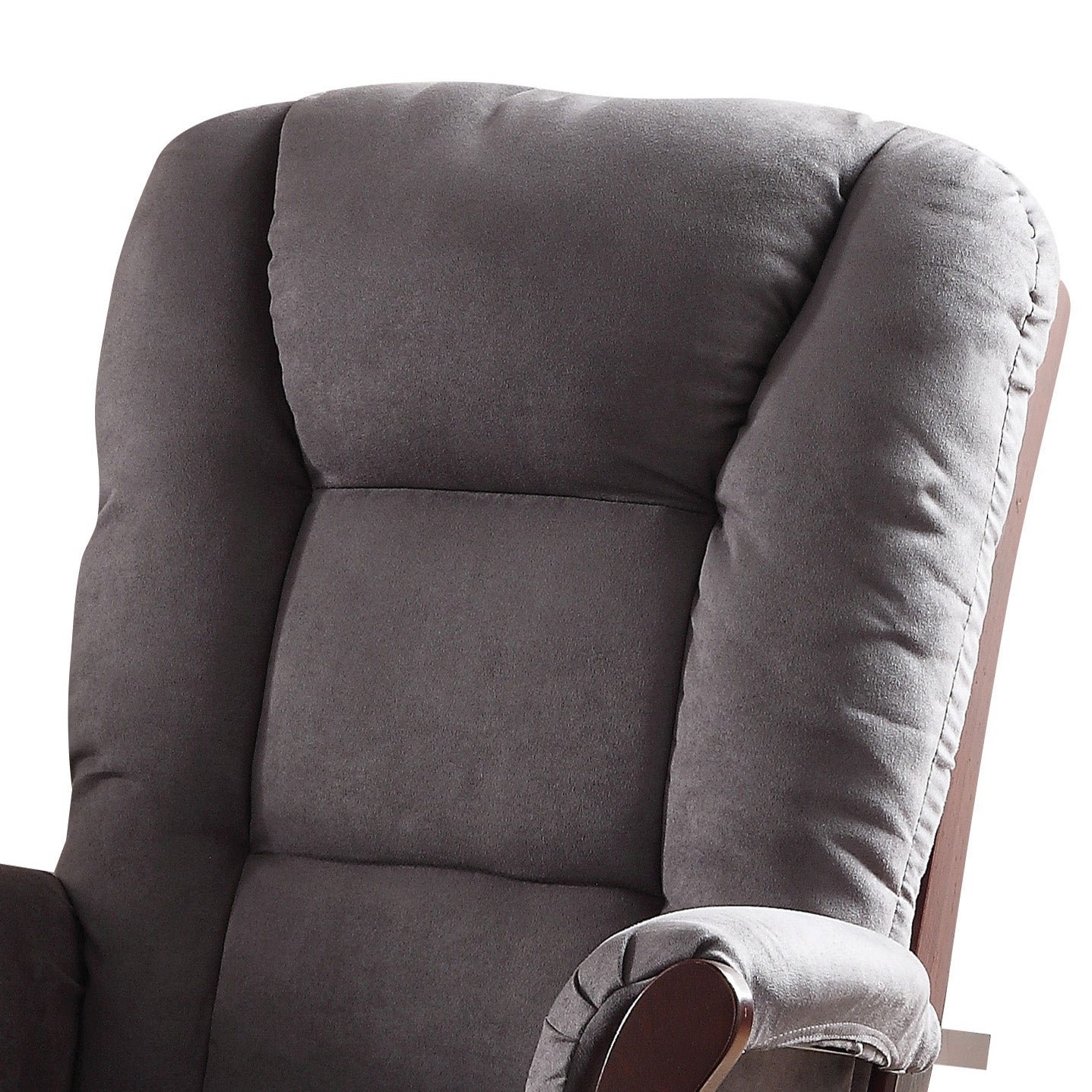 Grey And Cherry Glider Chair With Ottoman Grey Brown Primary Living Space Modern Rubberwood Microfiber
