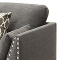 Light Charcoal Flared Arms Chair With Accent Pillows Light Grey Primary Living Space Eucalyptus Linen