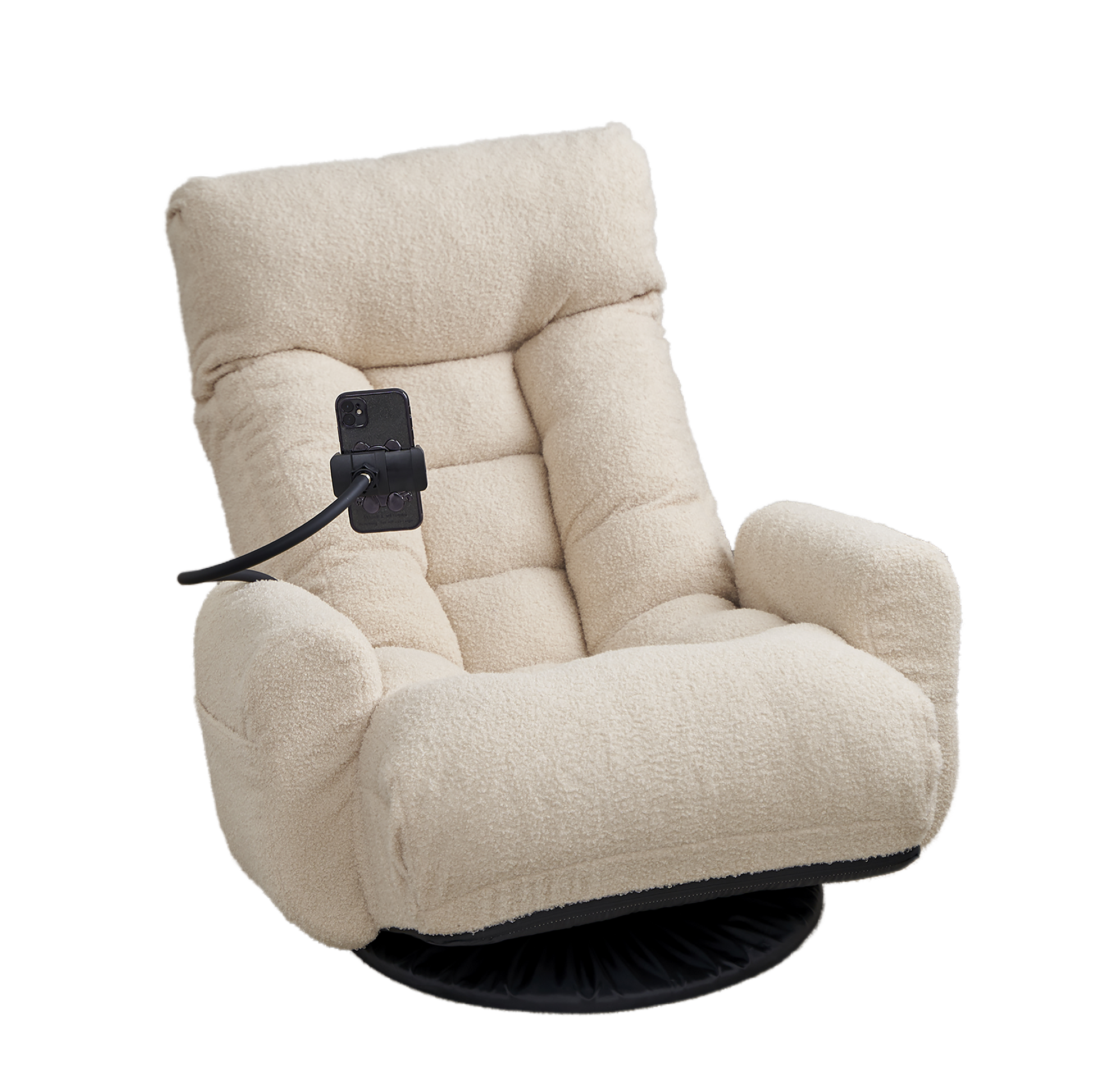 Adjustable Head And Waist, Game Chair, Lounge Chair In The Living Room, 360 Degree Rotatable Sofa Chair,Rotatable Seat Leisure Chair Deck Chair Beige Metal Soft Cotton Metal