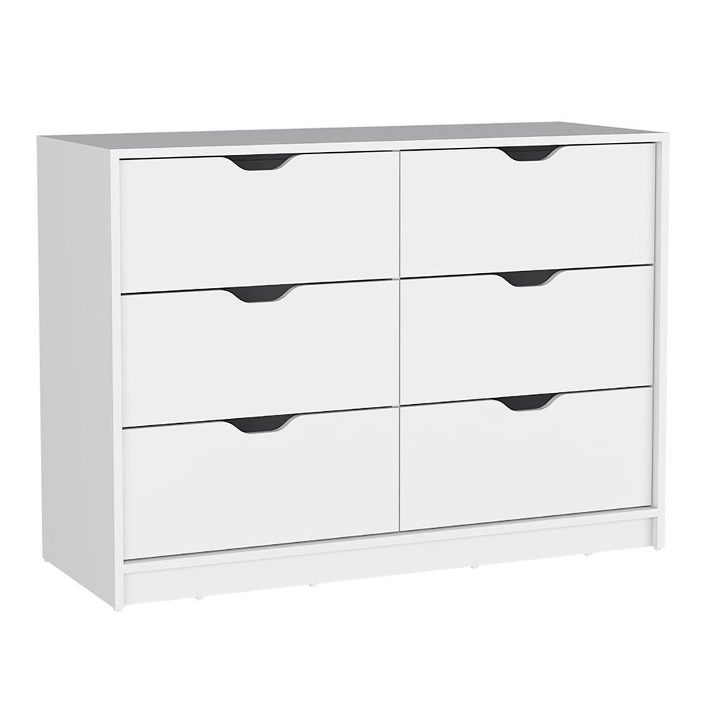 Basilea 4 Drawers Dresser, 2 Cabinets White White Bedroom Modern Particle Board Particle Board