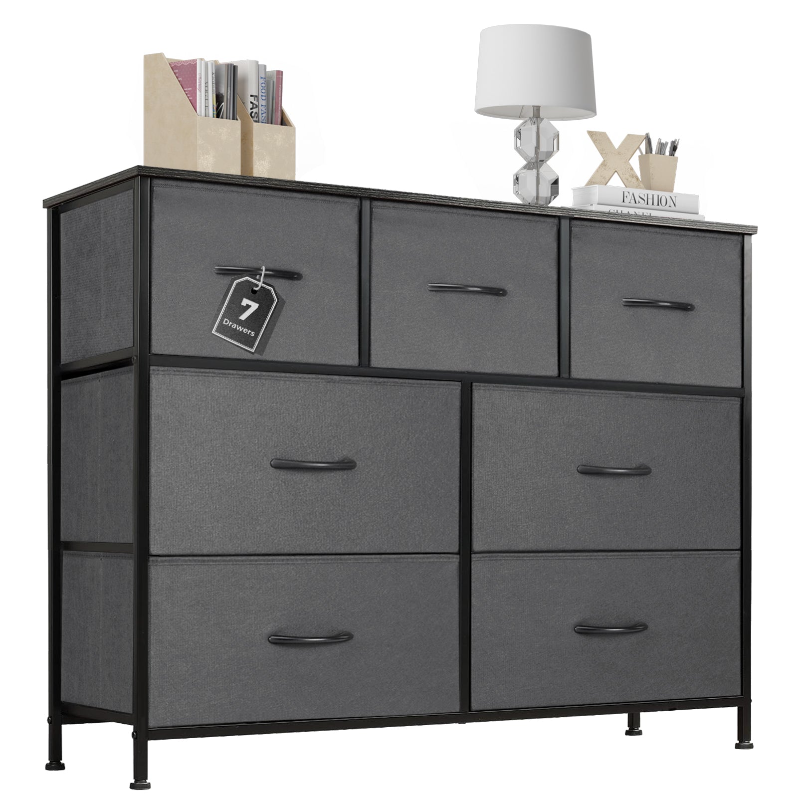 7 Storage Spaces, Assembled Wardrobe Lockers, Bedroom Furniture Lockers,Gray Gray Acacia Wood