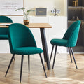 Green Velvet Dining Chairs With Black Metal Legs, Set Of 4 Chairs Only Four Chairs Green Dining Room Dry Clean Modern Dining Chairs Solid Back Set Of 4 Or More Foam Velvet