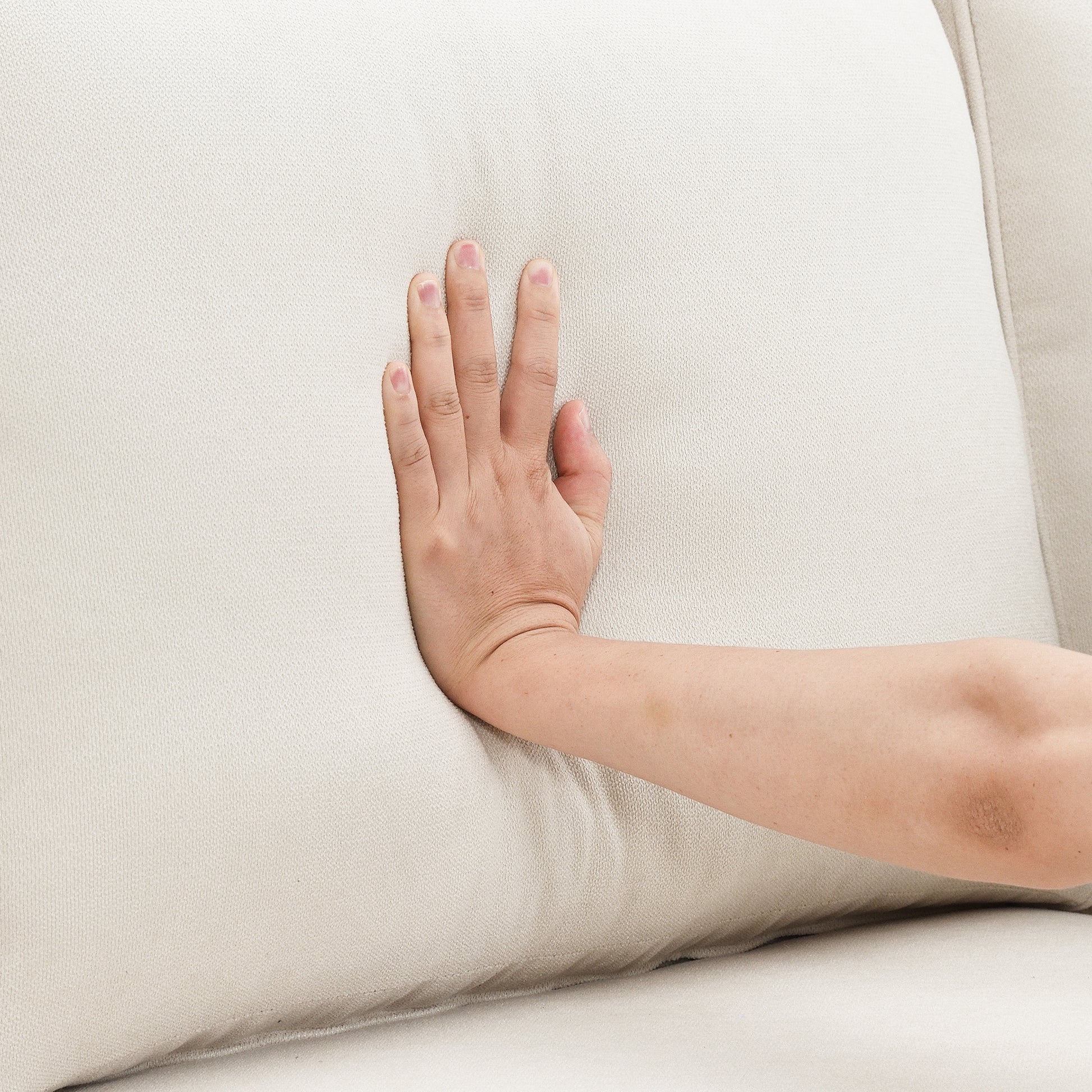 90*88" Terrycloth Modern Sectional Sofa,5 Seat Practical Couch Set With Chaise Lounge,L Shape Minimalist Indoor Furniture With 3 Pillows For Living Room,Apartment,Office, 3 Colors Beige Fabric 5 Seat