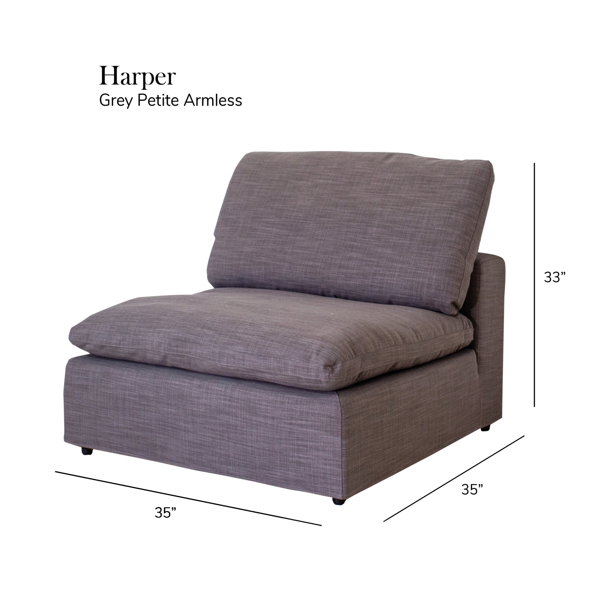 Harper Petite Grey Sectional 5 Seat Configuration Grey Wood Linen 5 Seat