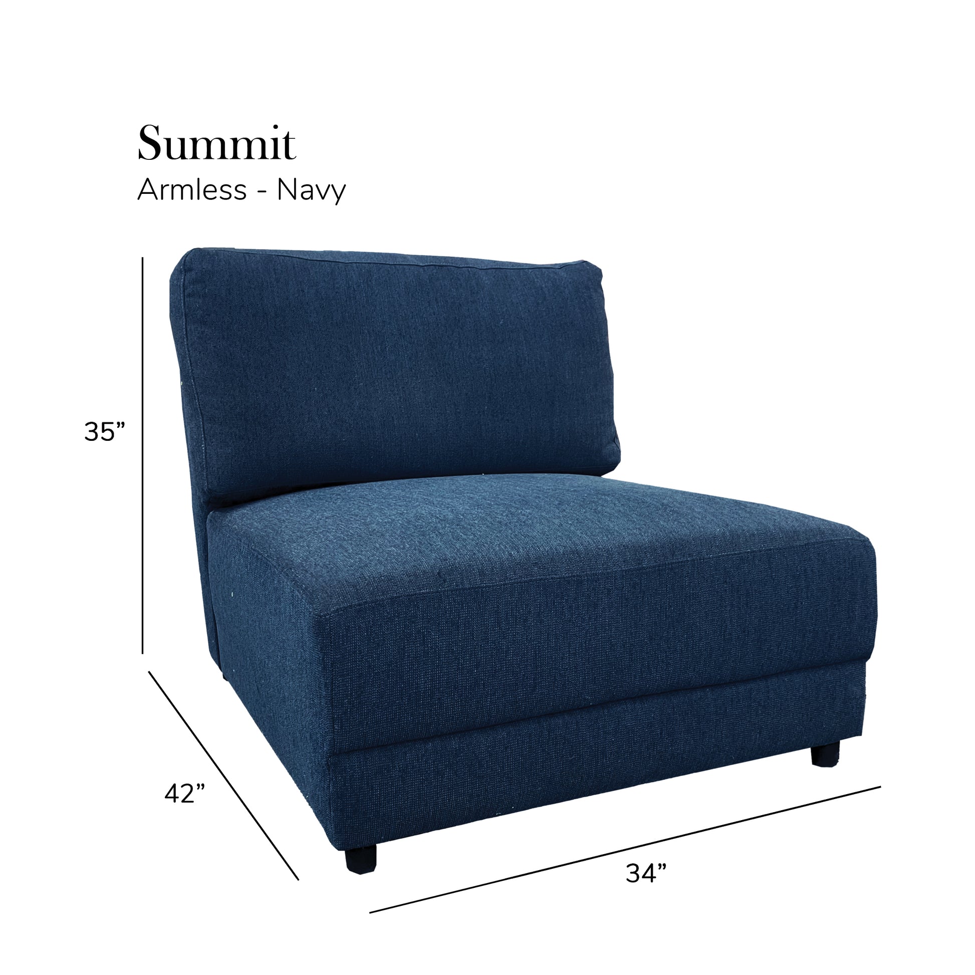 Summit Navy Modular Sectional 6 Seat Configuration Navy Wood Polyester 6 Seat