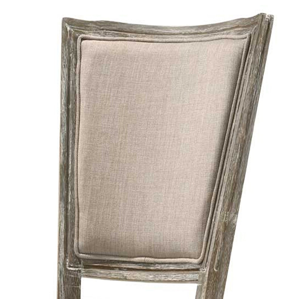 Beige And Reclaimed Grey Padded Seat Side Chairs Set Of 2 Solid Beige Grey Dining Room Foam Rectangular Rustic Side Chair Rubberwood Solid Back Set Of 2 Wood Fabric