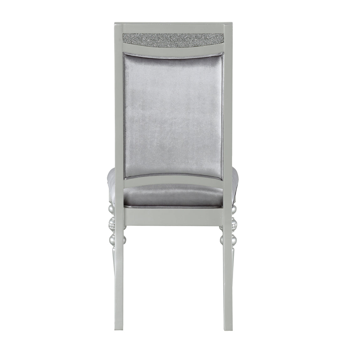 Grey And Platinum Upholstered Side Chairs Set Of 2 Solid Grey Silver Foam Rectangular Glam Side Chair Poplar Solid Back Set Of 2 Wood Fabric