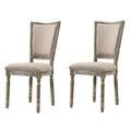Beige And Reclaimed Grey Padded Seat Side Chairs Set Of 2 Solid Beige Grey Dining Room Foam Rectangular Rustic Side Chair Rubberwood Solid Back Set Of 2 Wood Fabric