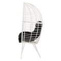 Black And White Patio Chair With Removable Cushion Yes Lounge White Black Garden & Outdoor Modern Wood Fabric