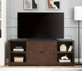 Modern Farmhouse Tv Media Stand, Large Barn Inspired Home Entertainment Console, For Tv Up To 80'', With Open Shelves And Closed Cabinets, Espresso And Black, 70