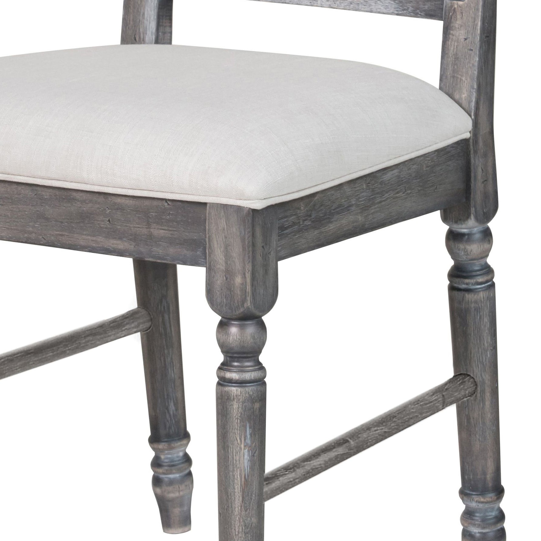 Cream And Weathered Grey Open Back Side Chairs Set Of 2 Solid Cream Grey Dining Room Foam Rectangular Farmhouse Side Chair Rubberwood Solid Back Set Of 2 Wood