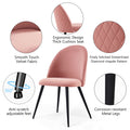 Pink Velvet Dining Chairs With Black Metal Legs, Set Of 4 Chairs Only Four Chairs Pink Dining Room Dry Clean Modern Dining Chairs Solid Back Set Of 4 Or More Foam Velvet