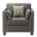Light Charcoal Flared Arms Chair With Accent Pillows Light Grey Primary Living Space Eucalyptus Linen