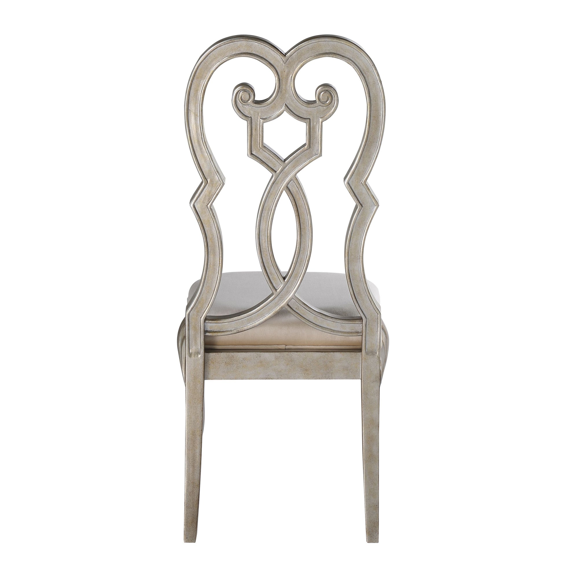 Ivory And Antique Champagne Side Chairs Set Of 2 Solid Ivory Dining Room Foam Rectangular Glam Side Chair Poplar Queen Anne Back Set Of 2 Wood Metal
