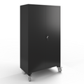 Upgraded Wide 39.37 Inch & Depth 19.69 Inch Metal Storage Cabinet 72 Inch Black Lockable Garage Cabinet With Wheels Heavy Duty Steel Cabinet With Doors & 4 Adjustable Shelves For Home, Office Black