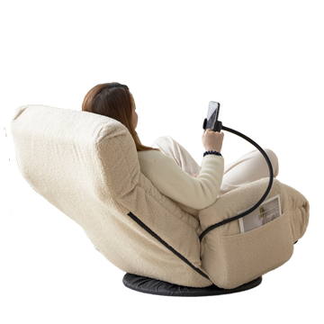 Adjustable Head And Waist, Game Chair, Lounge Chair In The Living Room, 360 Degree Rotatable Sofa Chair,Rotatable Seat Leisure Chair Deck Chair Beige Metal Soft Cotton Metal