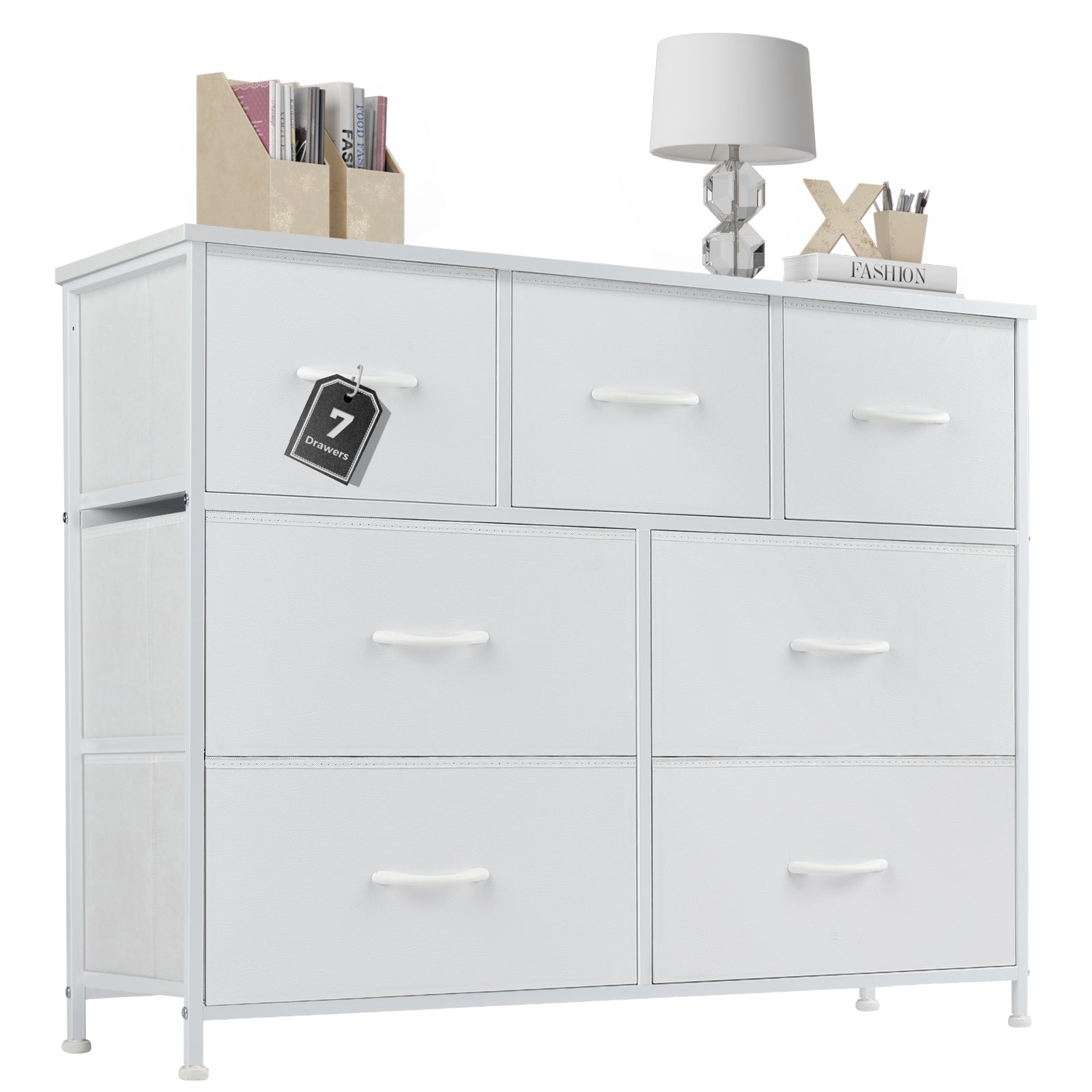 7 Storage Spaces, Assembled Wardrobe Lockers, Bedroom Furniture Lockers,White White Acacia Wood