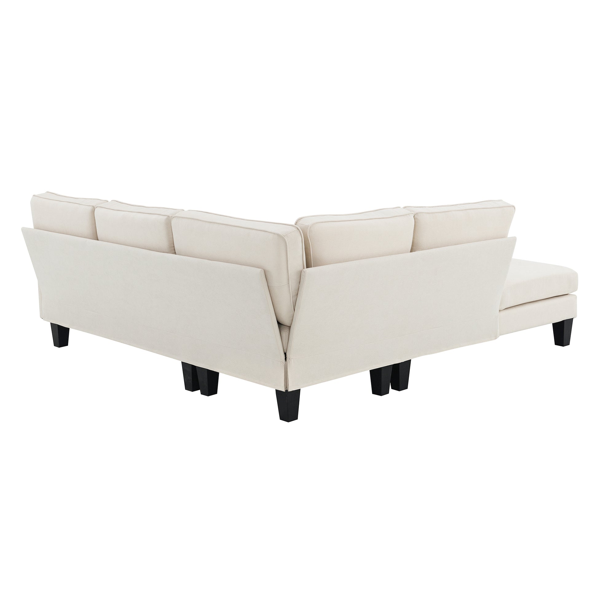 90*88" Terrycloth Modern Sectional Sofa,5 Seat Practical Couch Set With Chaise Lounge,L Shape Minimalist Indoor Furniture With 3 Pillows For Living Room,Apartment,Office, 3 Colors Beige Fabric 5 Seat