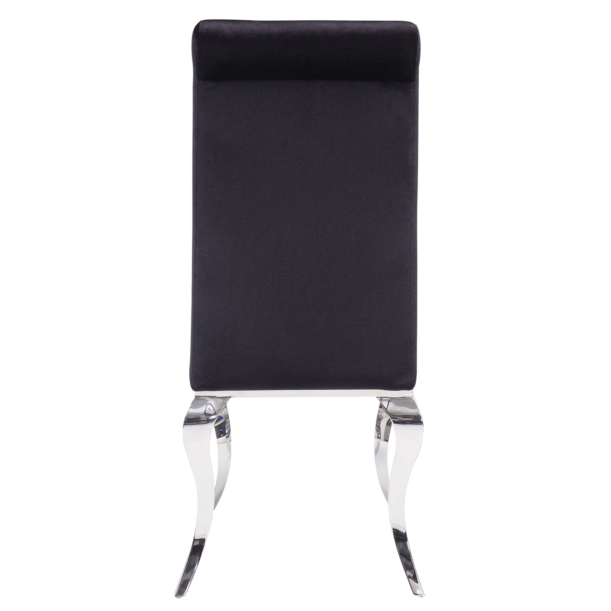 Black And Chrome Tight Back Side Chairs Set Of 2 Solid Black And Silver Dining Room Foam Rectangular Modern Side Chair Solid Back Set Of 2 Wood Fabric