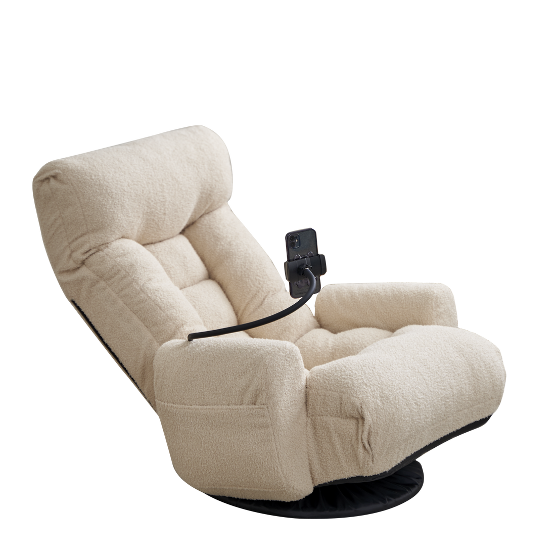 Adjustable Head And Waist, Game Chair, Lounge Chair In The Living Room, 360 Degree Rotatable Sofa Chair,Rotatable Seat Leisure Chair Deck Chair Beige Metal Soft Cotton Metal