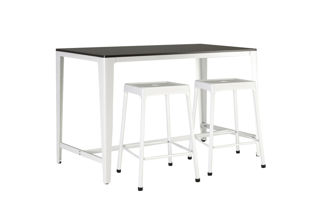 3 Pieces Monoco Farmhouse Counter Bistro Brown Metal Dining Room Fixed Table Rectangular Breakfast Nook Metal Wood Brown White Seats 4 42 Inches Rectangular 4 Leg Mdf Mdf Metal