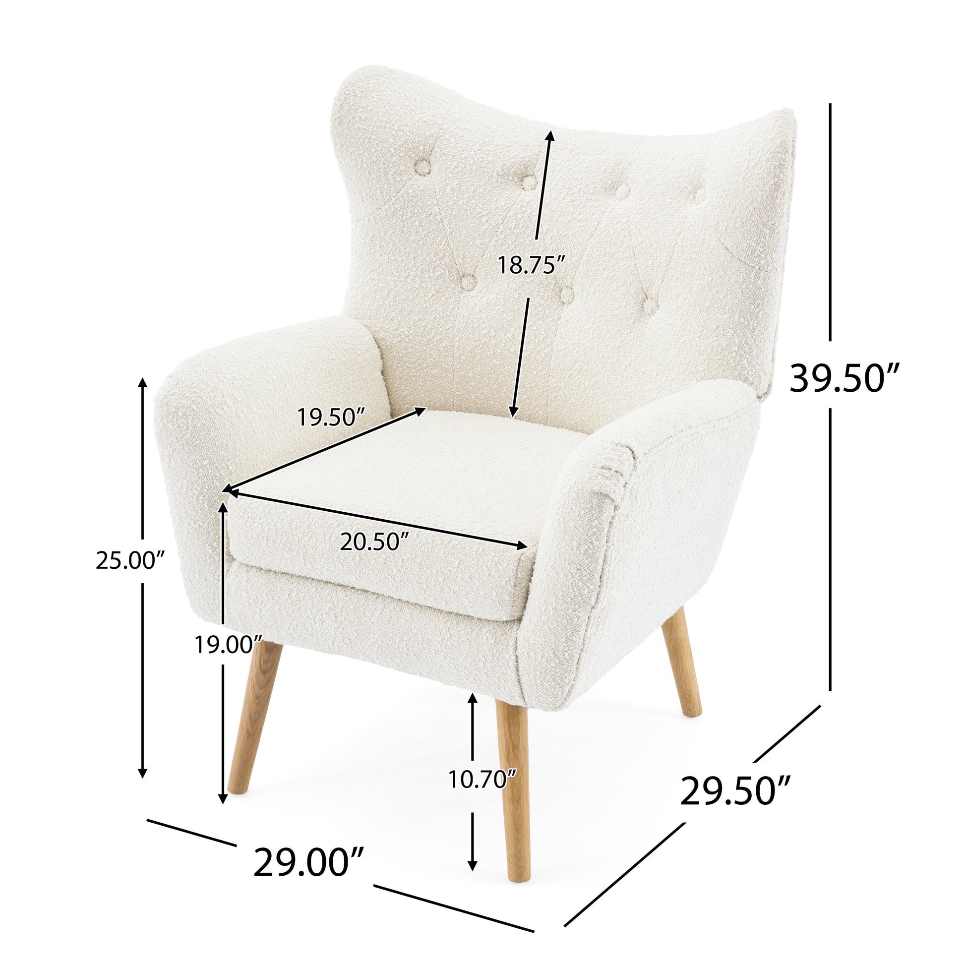 Arm Chair Almond Wood Primary Living Space Modern Foam Wood Fabric 1 Seat