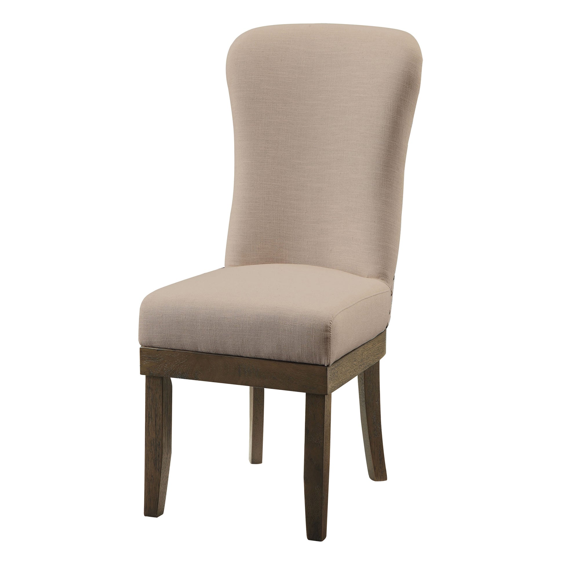 Beige And Salvage Brown Wingback Side Chairs Set Of 2 Brown Beige Dining Room Foam Rectangular Modern Wingback Chair Rubberwood Wing Back Set Of 2 Linen