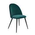 Green Velvet Dining Chairs With Black Metal Legs, Set Of 4 Chairs Only Four Chairs Green Dining Room Dry Clean Modern Dining Chairs Solid Back Set Of 4 Or More Foam Velvet