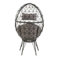 Light Grey And Black Patio Chair With Upholstered Cushion Yes Black Gray Garden & Outdoor Modern Wicker