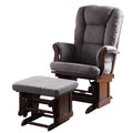 Grey And Cherry Glider Chair With Ottoman Grey Brown Primary Living Space Modern Rubberwood Microfiber