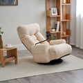 Adjustable Head And Waist, Game Chair, Lounge Chair In The Living Room, 360 Degree Rotatable Sofa Chair,Rotatable Seat Leisure Chair Deck Chair Beige Metal Soft Cotton Metal