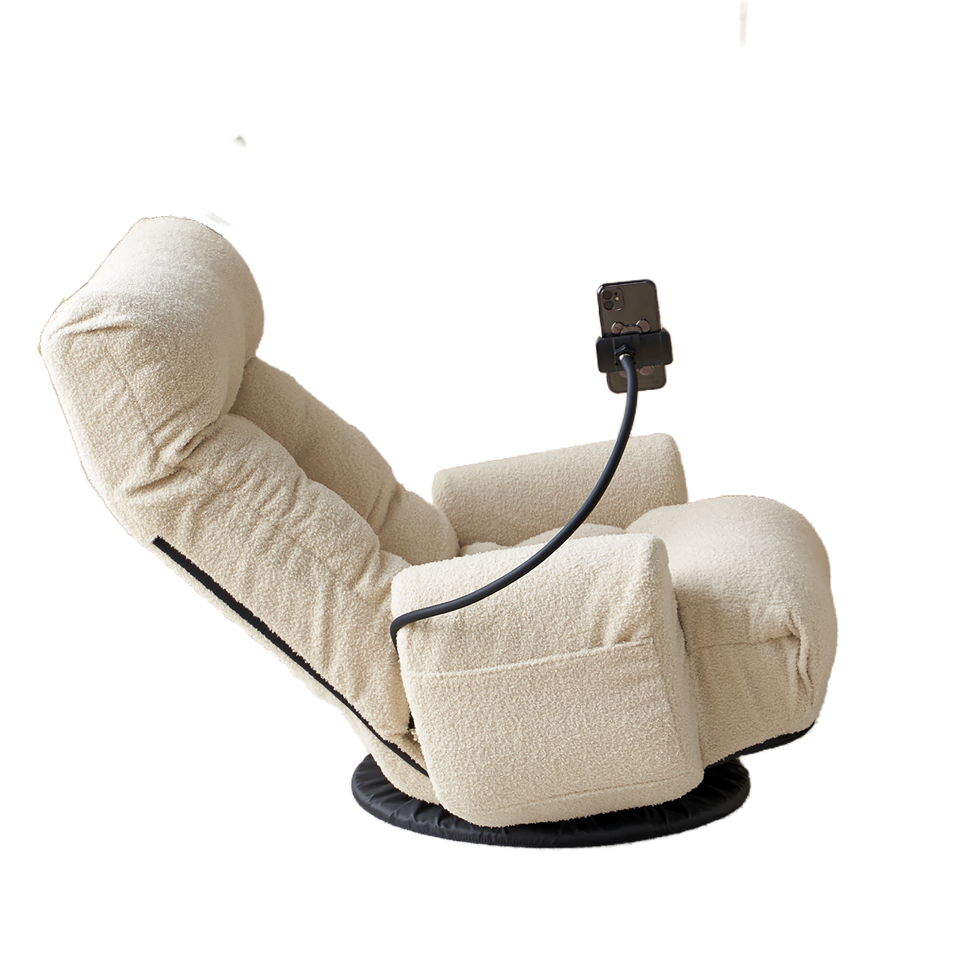 Adjustable Head And Waist, Game Chair, Lounge Chair In The Living Room, 360 Degree Rotatable Sofa Chair,Rotatable Seat Leisure Chair Deck Chair Beige Metal Soft Cotton Metal