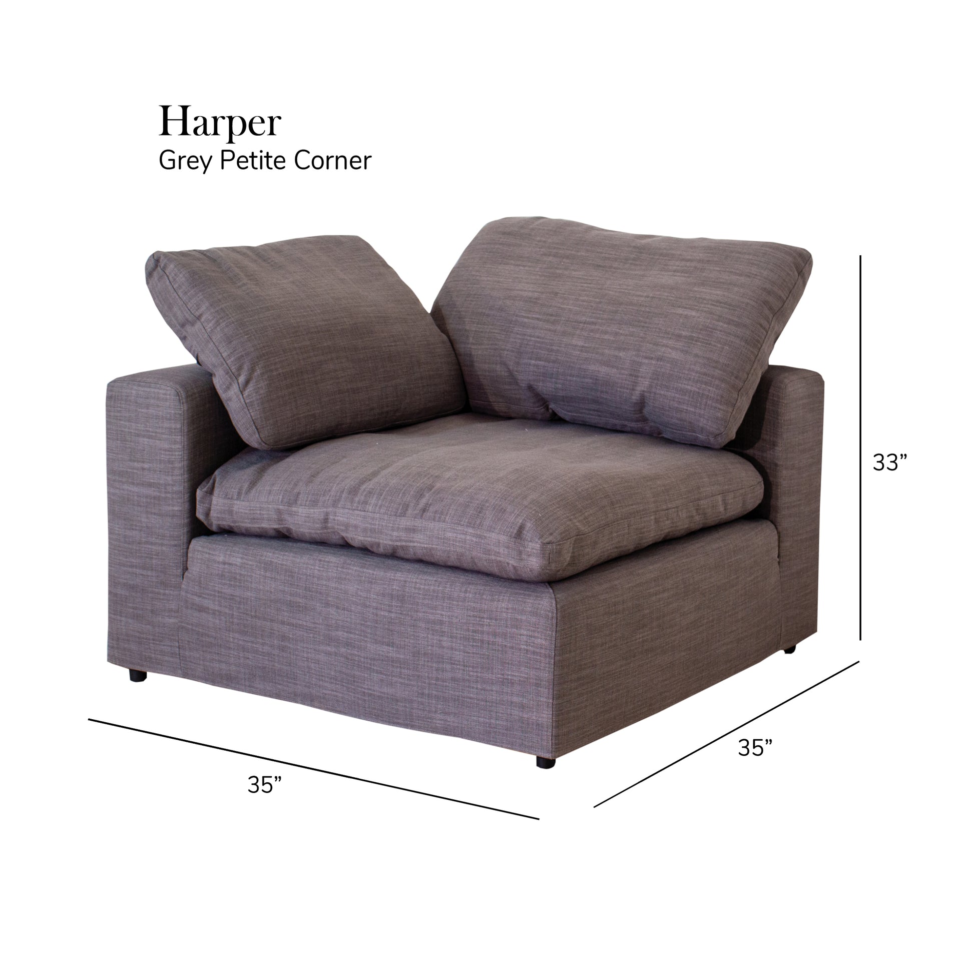 Harper Petite Grey Sectional 5 Seat Configuration Grey Wood Linen 5 Seat