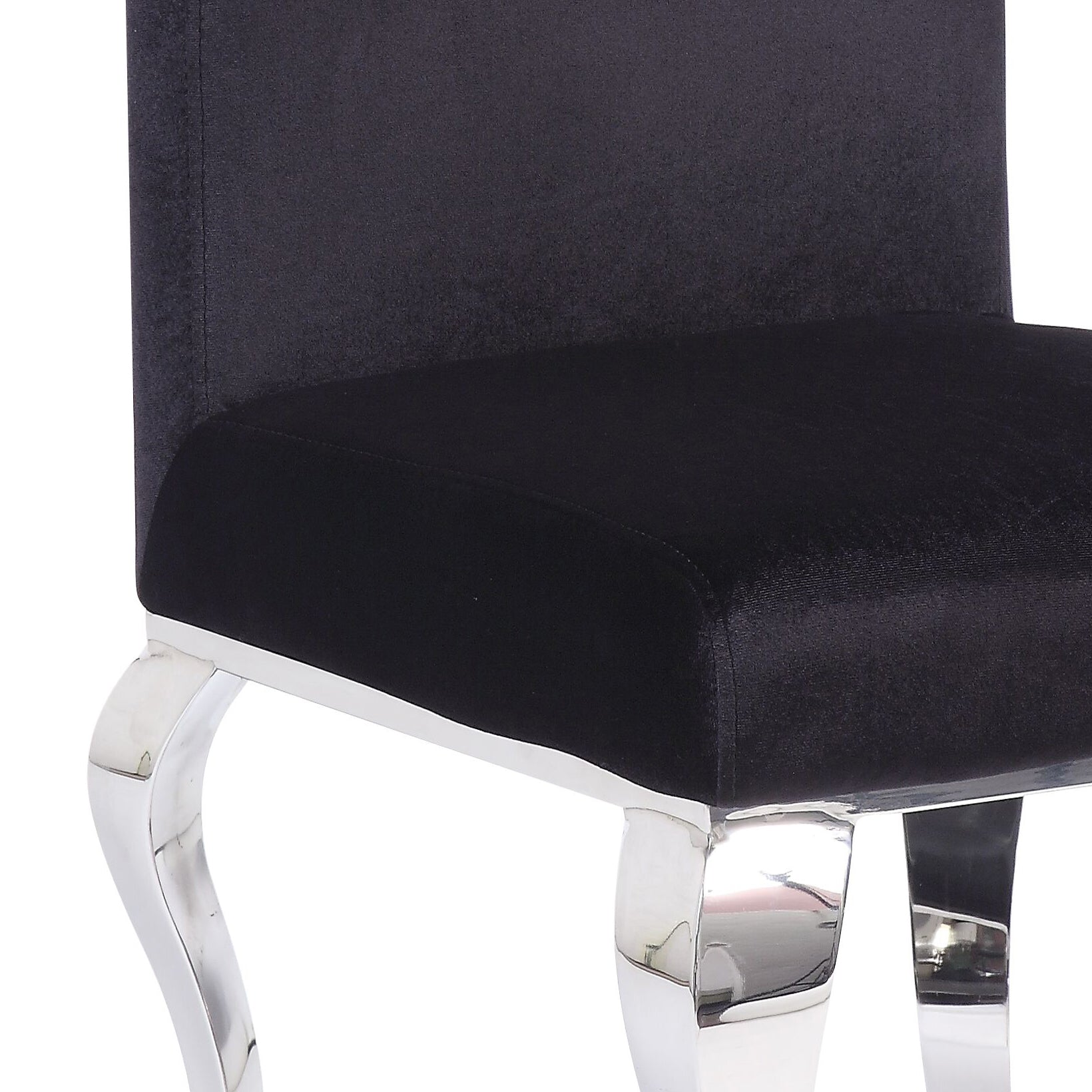 Black And Chrome Tight Back Side Chairs Set Of 2 Solid Black And Silver Dining Room Foam Rectangular Modern Side Chair Solid Back Set Of 2 Wood Fabric