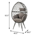 Light Grey And Black Patio Chair With Upholstered Cushion Yes Black Gray Garden & Outdoor Modern Wicker