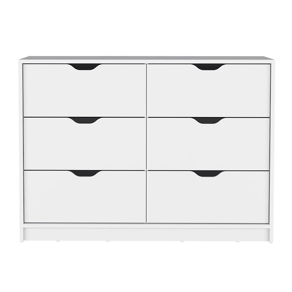 Basilea 4 Drawers Dresser, 2 Cabinets White White Bedroom Modern Particle Board Particle Board