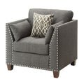 Light Charcoal Flared Arms Chair With Accent Pillows Light Grey Primary Living Space Eucalyptus Linen