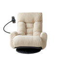 Adjustable Head And Waist, Game Chair, Lounge Chair In The Living Room, 360 Degree Rotatable Sofa Chair,Rotatable Seat Leisure Chair Deck Chair Beige Metal Soft Cotton Metal