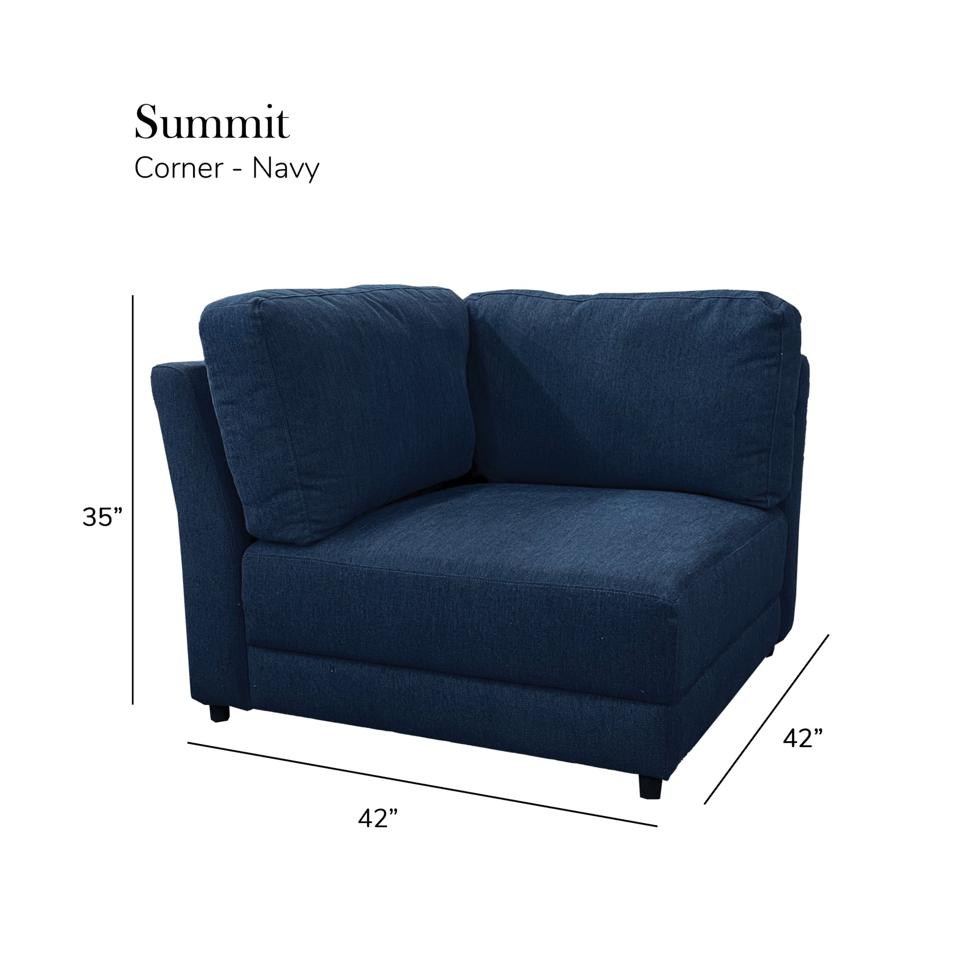 Summit Navy Modular Sectional 7 Seat Configuration Navy Wood Polyester 7 Seat