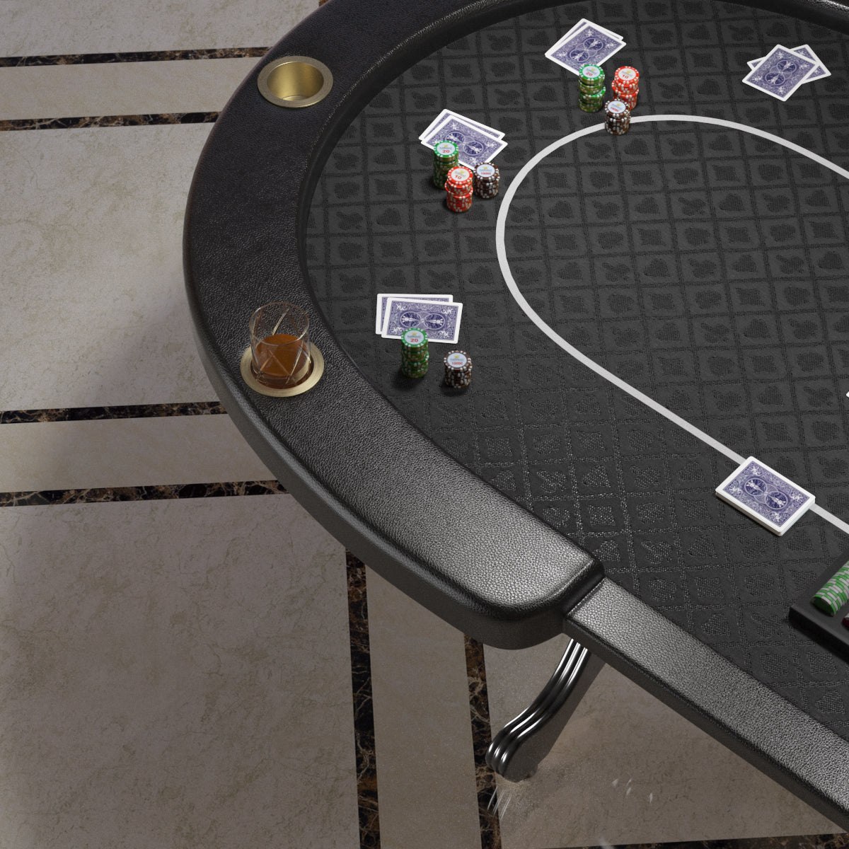 96" Oval Black Aura Texas Holdem Casino Game Poker Table With Curved Legs Dropbox Black Mdf